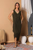 Army Green Chic Linen Dress and Abaya Set