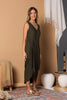 Army Green Chic Linen Dress and Abaya Set