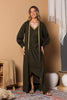Army Green Chic Linen Dress and Abaya Set