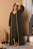 Army Green Chic Linen Dress and Abaya Set