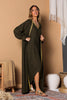 Army Green Chic Linen Dress and Abaya Set