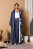 Serene Tides Cupro Abaya and Gold-Trim Pants Set