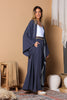 Serene Tides Cupro Abaya and Gold-Trim Pants Set