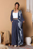 Serene Tides Cupro Abaya and Gold-Trim Pants Set