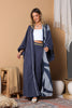 Serene Tides Cupro Abaya and Gold-Trim Pants Set