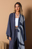 Serene Tides Cupro Abaya and Gold-Trim Pants Set