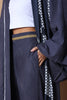 Serene Tides Cupro Abaya and Gold-Trim Pants Set