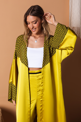 Chartreuse Charm Silk Abaya Set