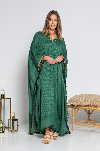 Aurora Kaftan With Intricate Gold Coins and Beads Detailing