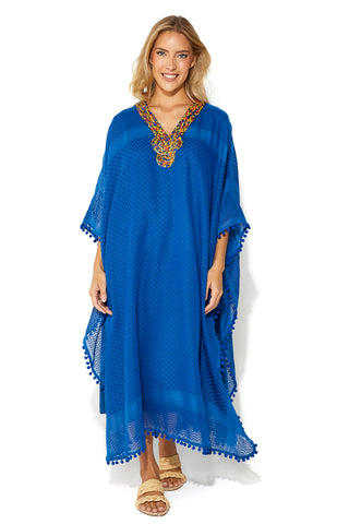 Oasis Kaftan With A colorful Beaded Neckline