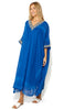 Azure Kaftan With Intricate Geometric Lace and Delicate Shell Detailing