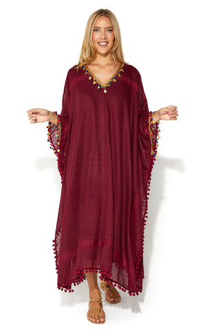 Aurora Kaftan With Intricate Gold Coins and Beads Detailing