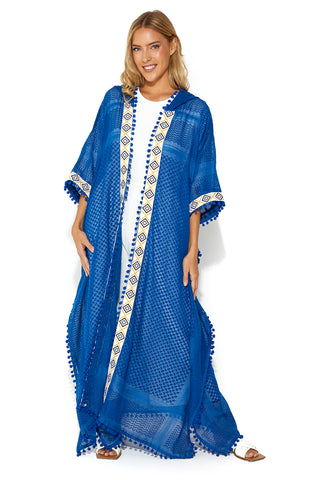 Amara Hooded Abaya with Geometric Lace Borders