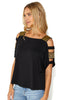 Cutout Shoulder Top With Weaved Straps - Gold Straps V2