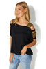 Cutout Shoulder Top With Weaved Straps - Gold Straps V2