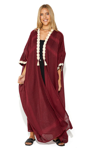 Lamar Abaya With Rafia Pearl Detailing