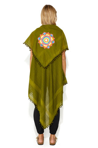 Mystique Sleeveless Kimono - Olive Whimsy