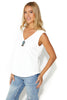 Bejeweled Deep V Neck Cap Sleeves Top