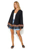 Gigi Renaissance Oversized Poncho Cardi With Tassels & Border Detailing