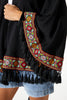 Gigi Renaissance Oversized Poncho Cardi With Tassels & Border Detailing