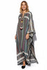 Fajr Multicolor Greyish Kaftan With  A Long Beaded Neckline