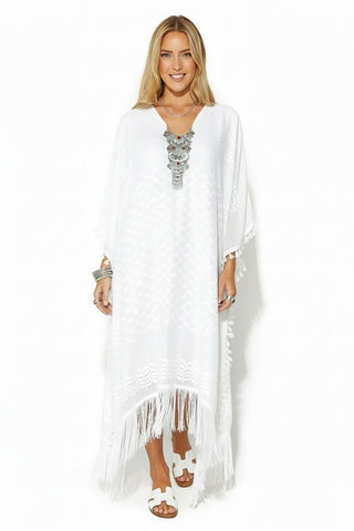 Zoe Style Arabesque Fringe Kaftan