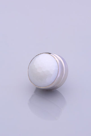 Silver Plated Scarf Magnet Textured Stone - White (1649639424044)
