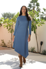 Long Sleeves Asymmetric Hem Knit Rib Dress (7504352837876) (7504428794100)