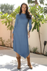 Long Sleeves Asymmetric Hem Knit Rib Dress (7504352837876) (7504428794100)