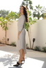 Long Sleeves Asymmetric Hem Knit Rib Dress (7504352837876) (7504428794100)