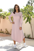 Long Sleeves Asymmetric Hem Knit Rib Dress (7504352837876) (7504428794100)