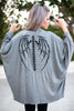 Batwing Sleeve Cotton Cardigan With skeleton Wings Print - Grey/Black (4565560623237)