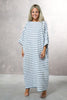 Striped Cotton Kaftan Dress With Side Pockets (7321726812334)