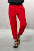 Cropped Length Crepe Joggers With Elastic Waist & Silver Toned Grommets - Red (7323190591662)