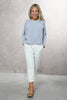 Long Sleeves Dropped Shoulders Top in Crushed Crepe (7321486000302) (7323062173870)