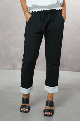 Linen Pants With Lace Cuffs (7321761874094) (7323012137134)