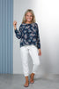 Long Sleeves Dropped Shoulders Top in Printed Crepe (7321505333422)
