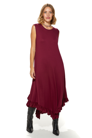 Sleeveless Jalila Cotton Jersey Frill Dress With Round Neckline (7915365728500) (7915650449652) (7915652350196) (7915655758068) (7915666669812) (7915683840244)