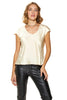 Lola Silk Top With Cap Sleeves & Open V-Neckline (7912690319604)