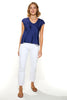 Lola Silk Top With Cap Sleeves & Open V-Neckline (7912690319604)
