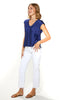 Lola Silk Top With Cap Sleeves & Open V-Neckline (7912690319604) (7920892510452)