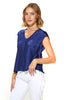 Lola Silk Top With Cap Sleeves & Open V-Neckline (7912690319604) (7920892510452)