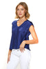 Lola Silk Top With Cap Sleeves & Open V-Neckline (7912690319604)