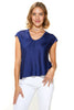 Lola Silk Top With Cap Sleeves & Open V-Neckline (7912690319604)