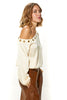 Silky Crepe Off Shoulder Top With Grommet Accents & Elasticated Waist (6963232309422) (7921525457140)