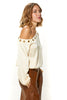 Silky Crepe Off Shoulder Top With Grommet Accents & Elasticated Waist (6963232309422)