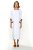 Zain White Linen Kaftan With Lining & Two Front Pockets (7912725283060)