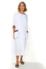 Zain White Linen Kaftan With Lining & Two Front Pockets (7912725283060)