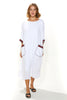 Zain White Linen Kaftan With Lining & Two Front Pockets (7912725283060)