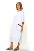 Zain White Linen Kaftan With Lining & Two Front Pockets (7912725283060)